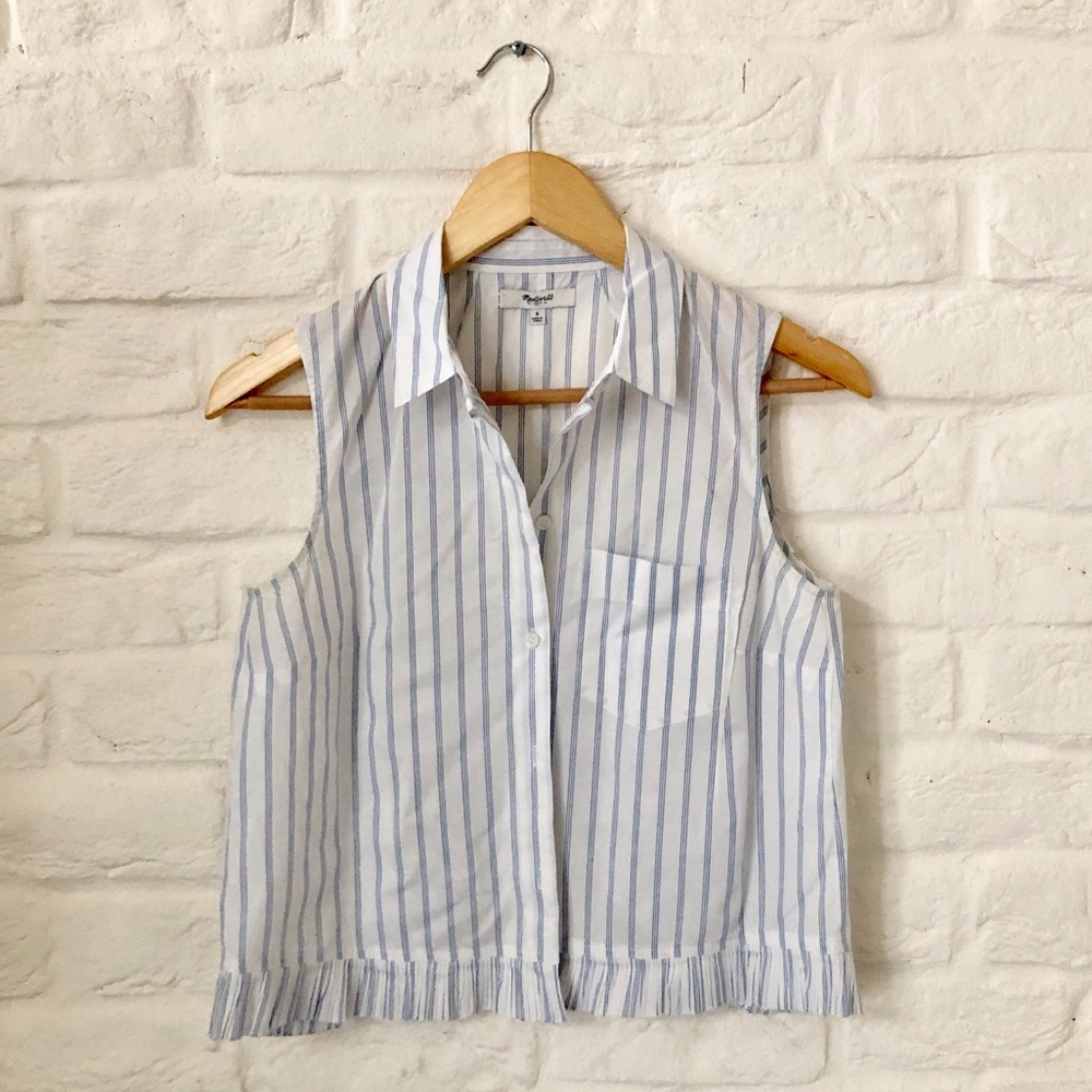 Madewell striped ruffle crop